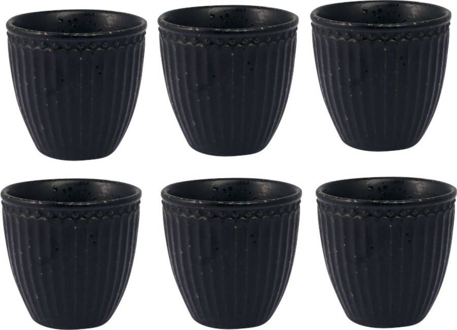 GreenGate 6x Espresso kopjes (Mini Latte Cup) Alice Volcano Zwart 125 ml Espressokopjes set