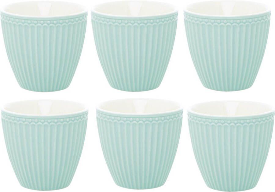 GreenGate 6x Latte cup (Beker) Alice Cool mint 9x10 cm (350 ml)