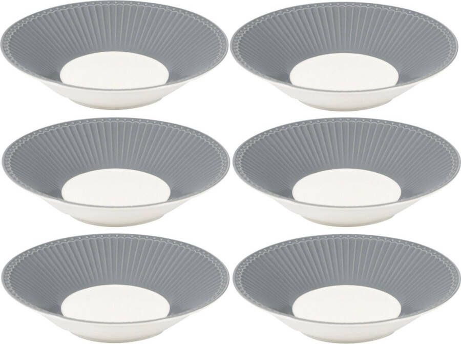 GreenGate 6x Pastabord Alice stone grey Ø23cm Set van 6 Stuks