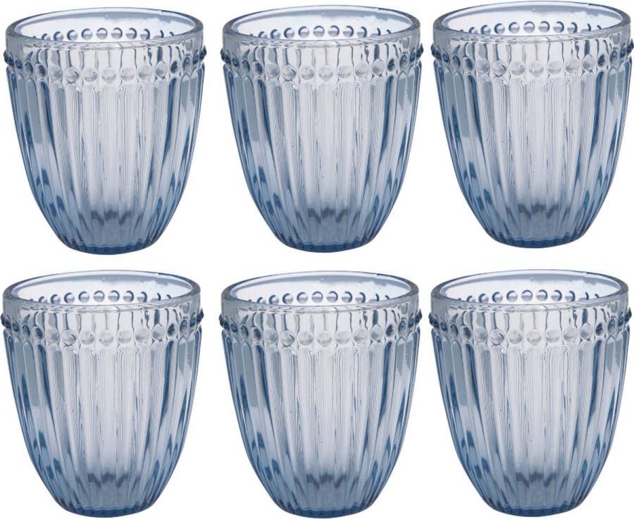 GreenGate 6x Waterglazen Set Alice blauw Ø8.5 cm 350ml- Drinkglazen