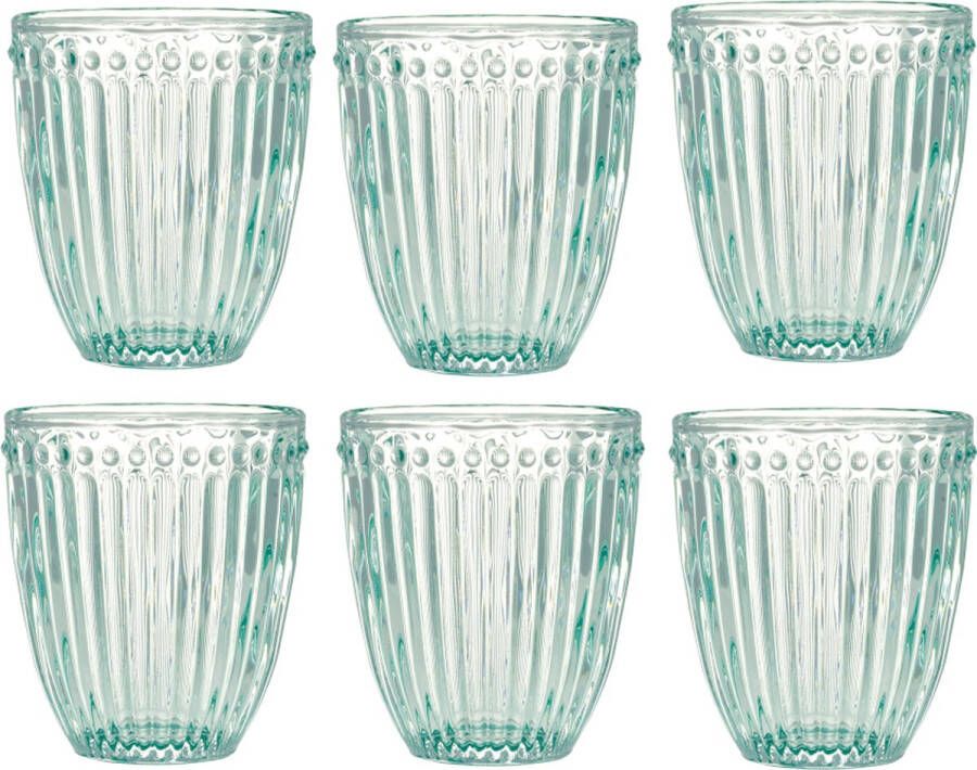 GreenGate 6x Waterglazen Set Alice Cool mint (350 ml) Drinkglazen