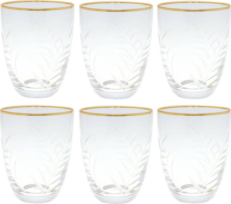 GreenGate 6x Waterglazen set met gravering en gouden rand van 8 2 x 10 5 cm