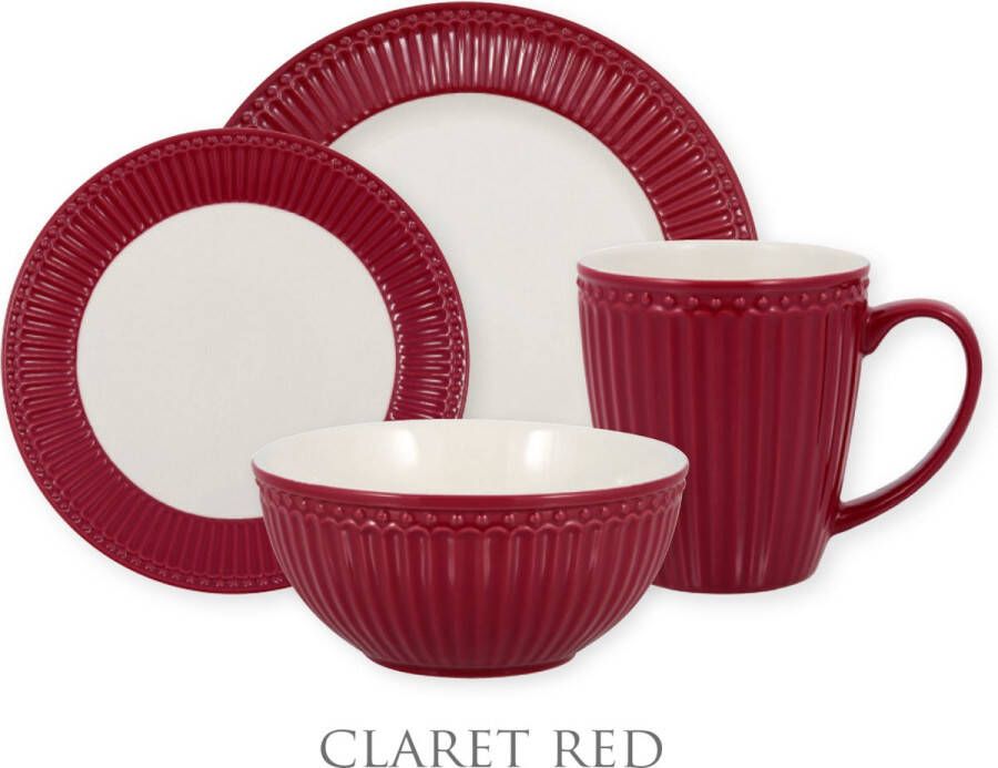 GreenGate Alice Claret Rood Serviesset 4-delig