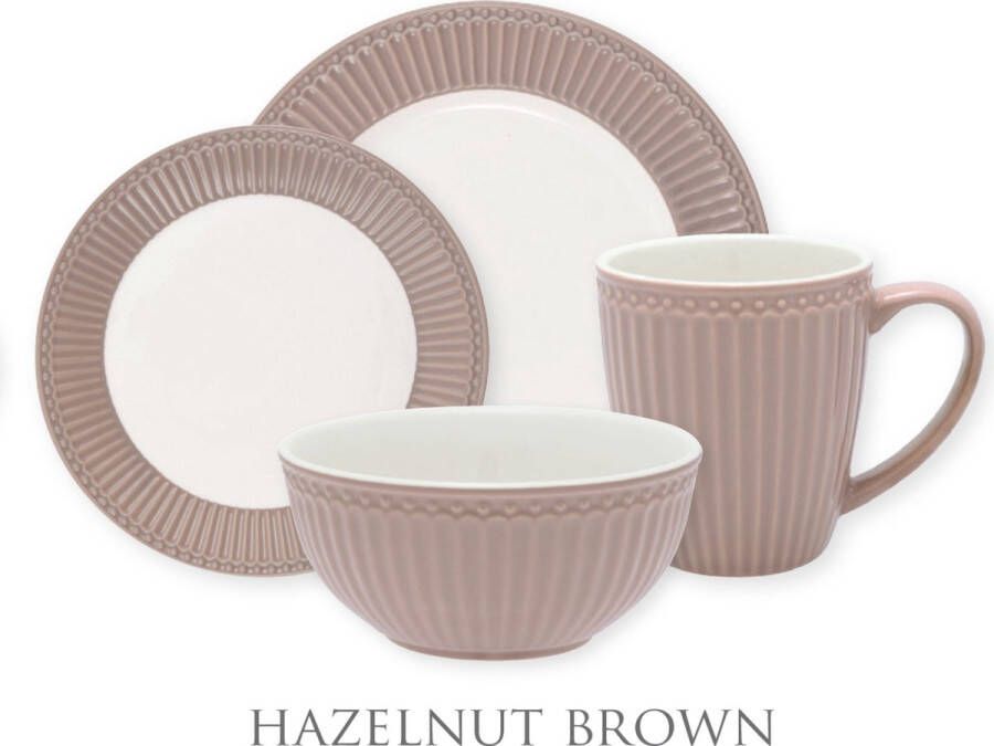 Greengate Alice Hazelnoot bruin Serviesset 4-delig 1 persoons