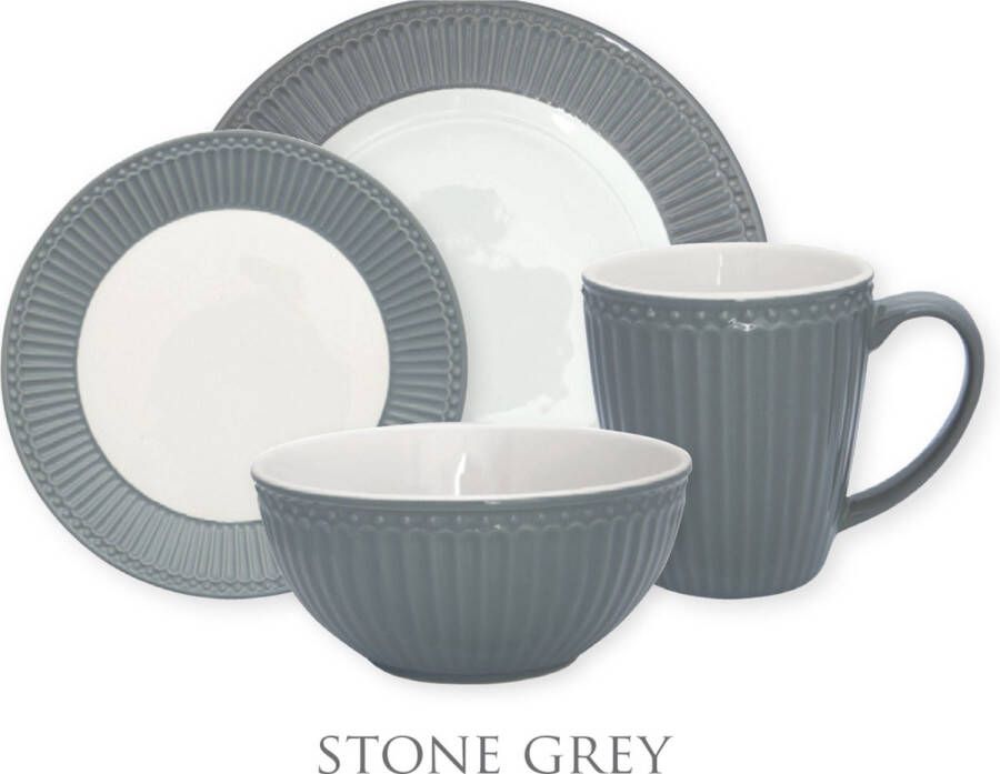 Greengate Alice Stone Grey Serviesset 4-delig 1 persoons