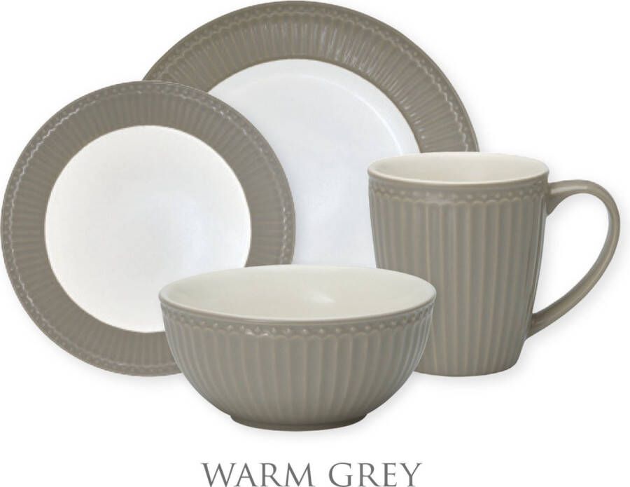 Greengate Alice Warm Grijs Serviesset 4-delig 1 persoons