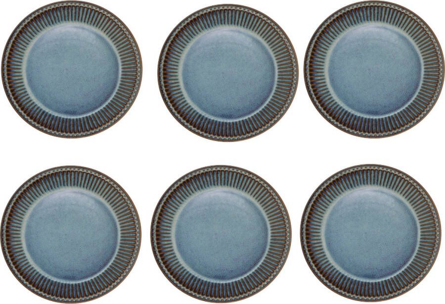 Greengate Bordenset 6x Ontbijtbord Alice oyster blauw Ø 23 cm