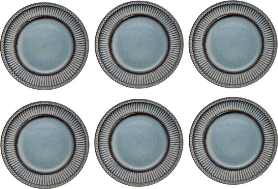 GreenGate Dinerborden set 6x Dinerbord Alice oyster blauw (Ø26.5 cm)