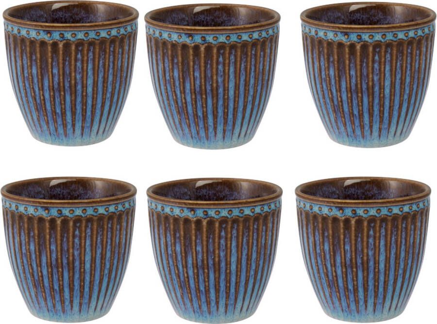 GreenGate Koffiebeker set 6x Beker (Latte Cup) Alice oyster blauw 350 ml Ø 10 cm