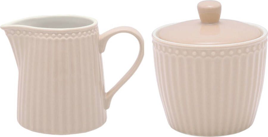 GreenGate Melkkan en Suikerpot Set Alice Creamy Fudge Porselein