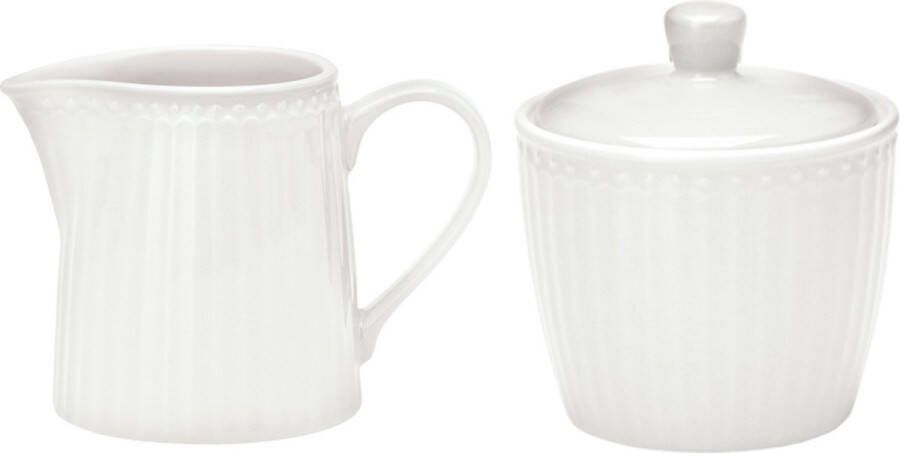 GreenGate Melkkan en Suikerpot Set Alice wit Porselein