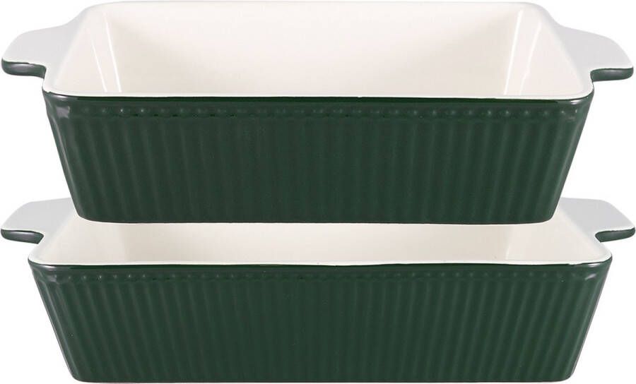 Greengate Ovenschalen Alice pinewood groen rechthoekig set van 2 (klein)