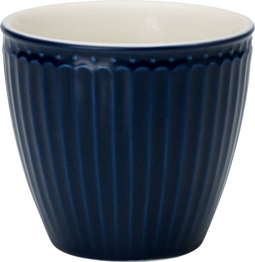 GreenGate Set van 6x Stuks Beker (latte cup) Alice donkerblauw 300 ml Ø 10 cm