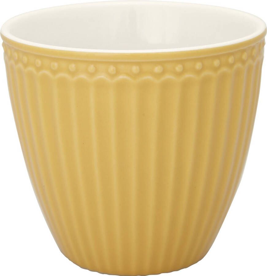 GreenGate Set van 6x Stuks Beker (latte cup) Alice honey mosterd 300 ml Ø 10 cm