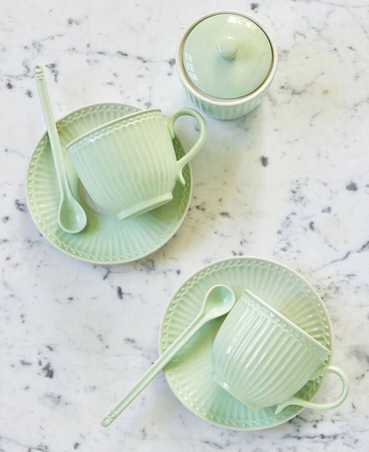 GreenGate Suikerpot met deksel Alice lichtgroen 120ml Ø 8.5 cm