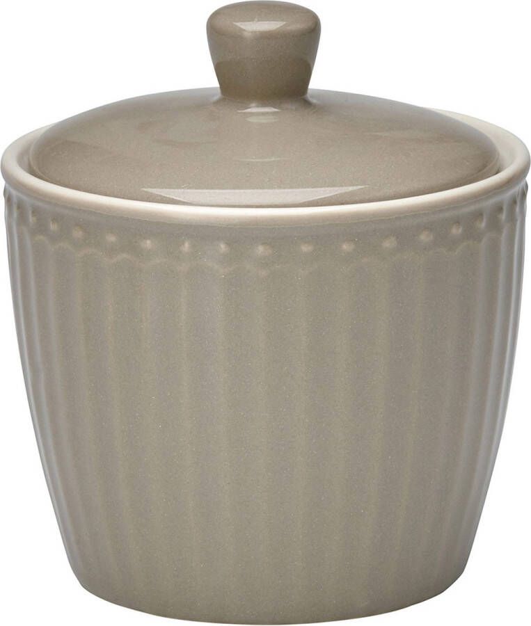 GreenGate Suikerpot met deksel Alice warm grijs 120ml Ø 8.5 cm