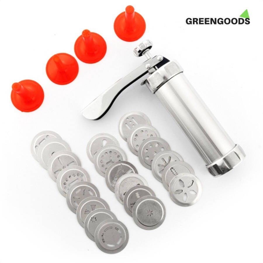GREENGOODS 2 in 1 Koekjespers en garneerspuit Garneerspuiten Koeken maken Koekjespers Koekjespistool Koekjesmaker Koekjesspuit Churros Garneerfles Deegspuit
