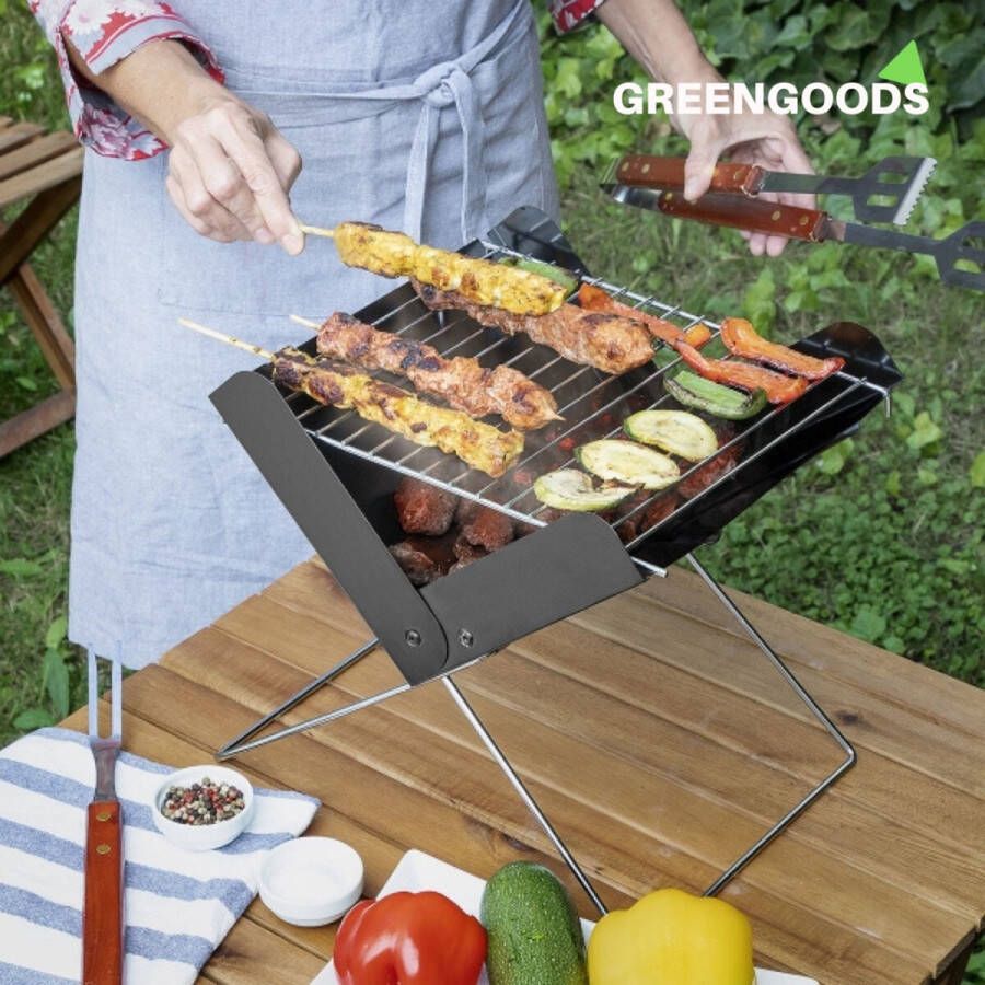 GREENGOODS Mini Barbecue BBQ Opvouwbare BBQ Barbecue Houtskool BBQ Draagbaar