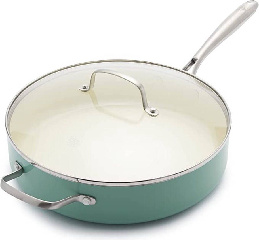 GreenLife Artisan Sauteerpan met antiaanbaklaag 30 Incl. deksel Inductie Anti-aanbak PFAS-vrij Turquoise