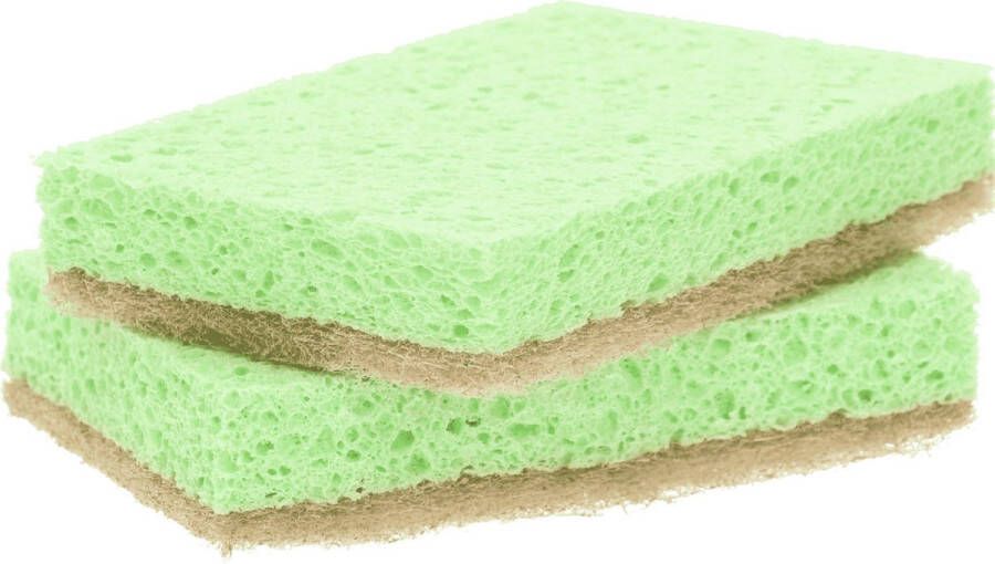 Greenminds 2x Eco schuursponzen schoonmaaksponzen 10 cm- Ecologische milieubewuste huishoudelijke producten Huishouden Schoonmaken afwassen