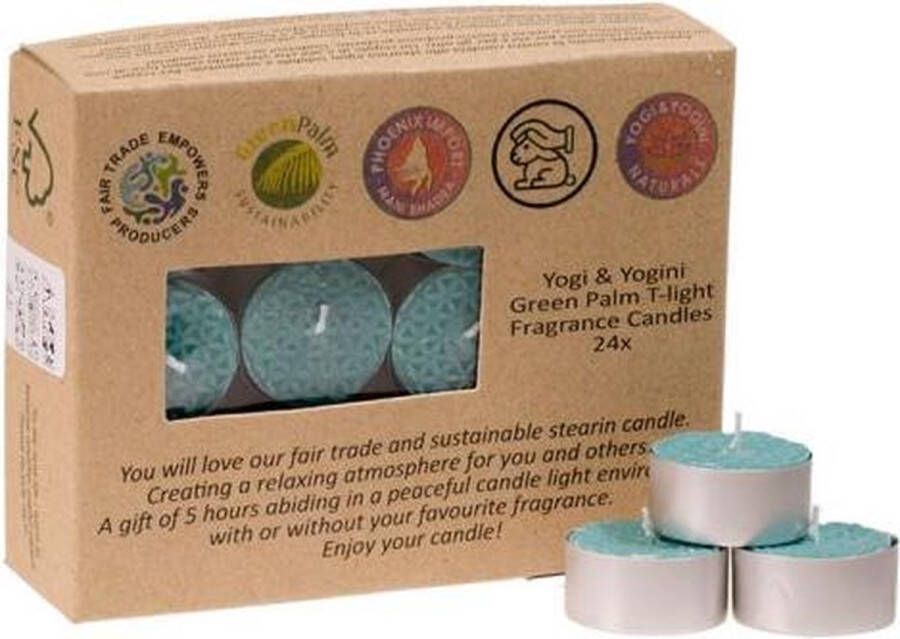 Greenpalm Fair Trade Theelichtjes stearine patchouli (24-pack)