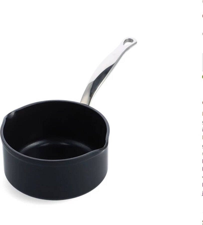 GreenPan Sauspan met 2 schenktuiten Barcelona Pro Zwart ø 16 cm 1.6 liter