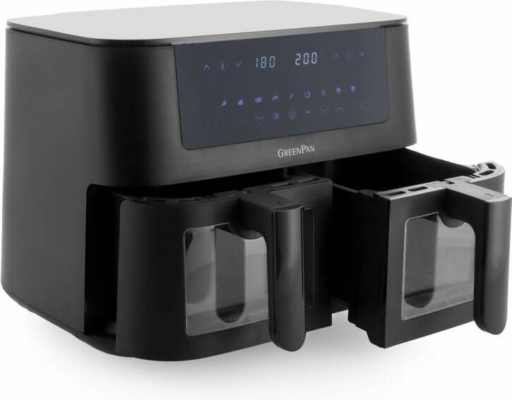 GreenPan Bistro dubbele airfryer 4L+4L 9 programma's zwart PFAS-vrij