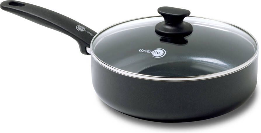 Green Pan Greenpan Cambridge Black Rechte Hapjespan 24 cm met Deksel 3.1 liter Kook als een professional met deze hoogwaardige hapjespan!