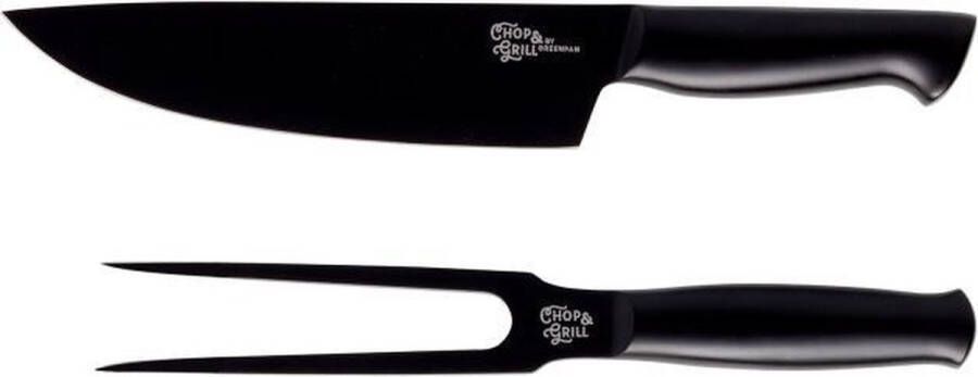 GreenPan Chop&Grill vleesmes en koksmet set zwart RVS
