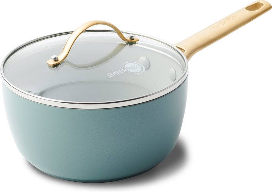 GreenPan Padova Smokey Sky Blue steelpan met deksel ø18 cm inductie anti-aanbak PFAS-vrij