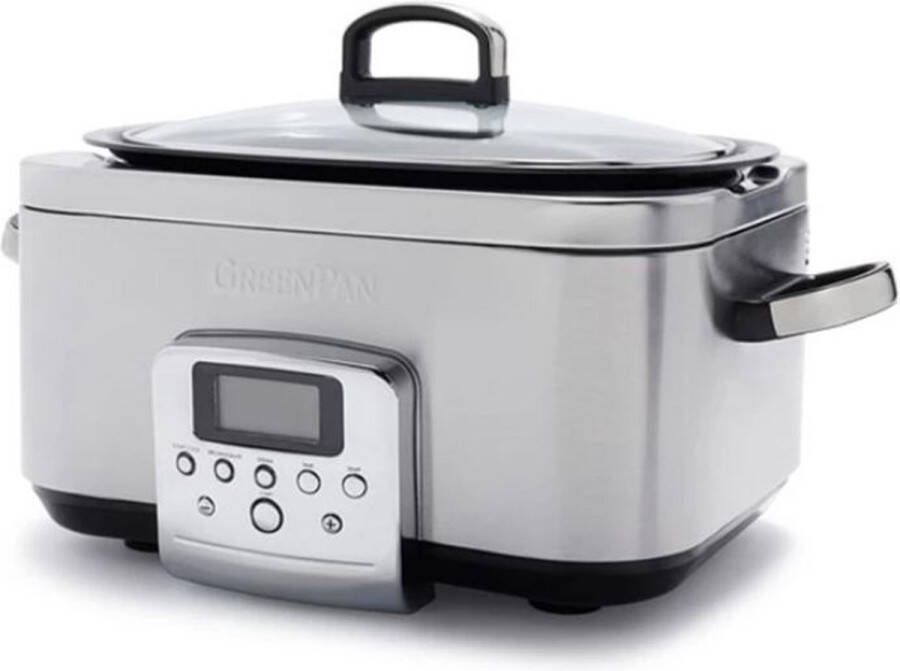 Greenpan Slowcooker 6.0 liter RVS Keramische anti-baklaag