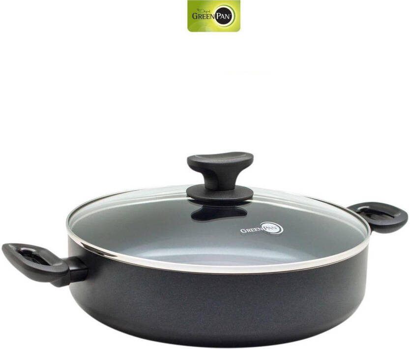 Greenpan Hapjespan met deksel Torino Zwart ø 28 cm 4.6 liter keramische anti-aanbaklaag - Foto 2