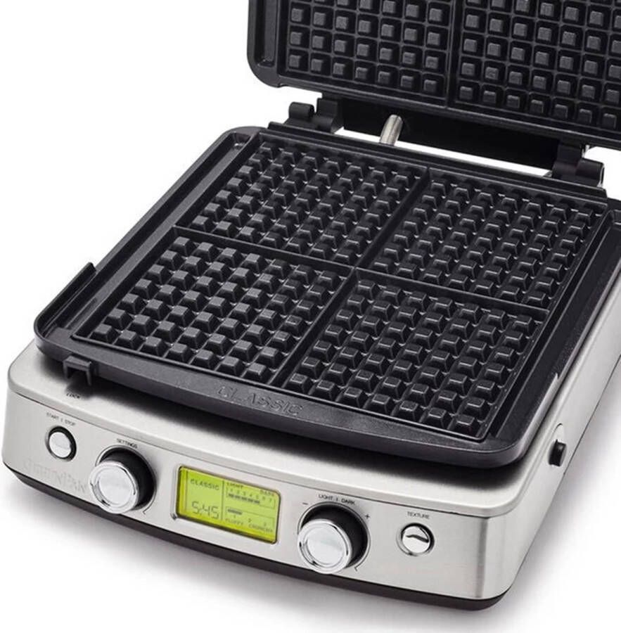 GreenPan wafelijzer met platen voor klassieke wafels + Luikse Brusselse wafels cream