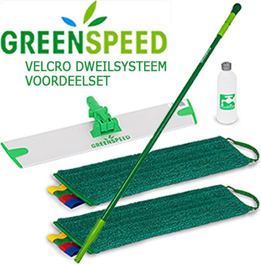 Greenspeed Sprenkler dweilset met 2 microvezel vlakmoppen