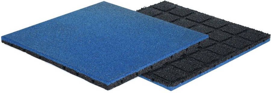 GreenTyre Rubber tegel met pen- en gat verbinding 50 x 50 cm 55 mm dik Blauw