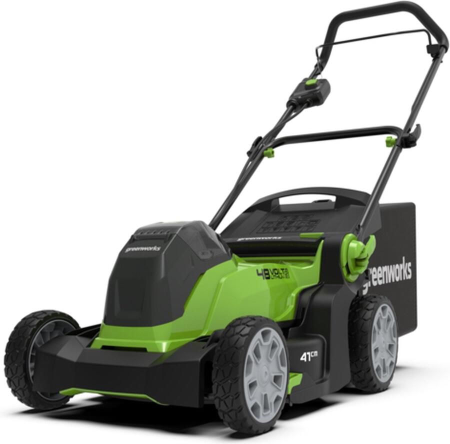 Greenworks G48LM41K2X grasmaaier met 2 48 24V accu's