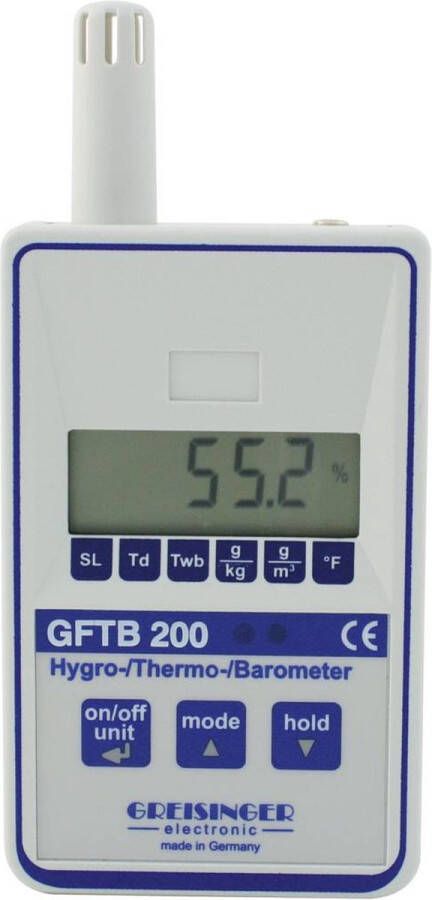 Greisinger GFTB 200 Luchtvochtigheidsmeter (hygrometer) 0 % Hrel 100 % Hrel Dauwpunt schimmel waarschuwingsweergave