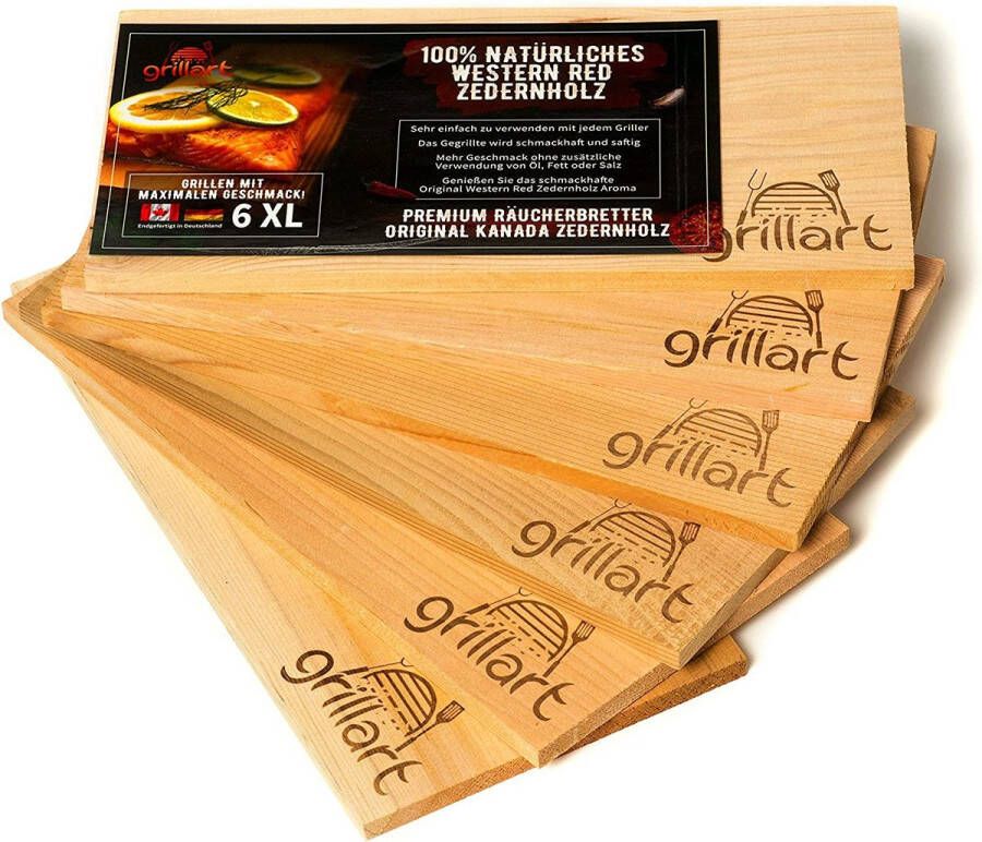 Grillart XL-grillplanken cederhouten plank om te grillen rookplanken van cederhout gemaakt van 100% natuurlijk Western Red cederhout voor een bijzondere barbecue-smaak