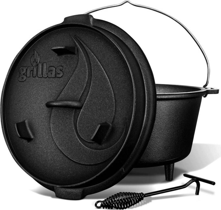 Grillas Dutch Oven 13.6L BBQ pan gietijzer met pootjes
