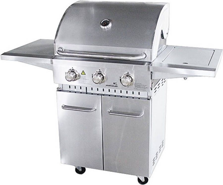 GrillLuxe Grilluxe RVS gasbarbecue 3 branders met zijbrander