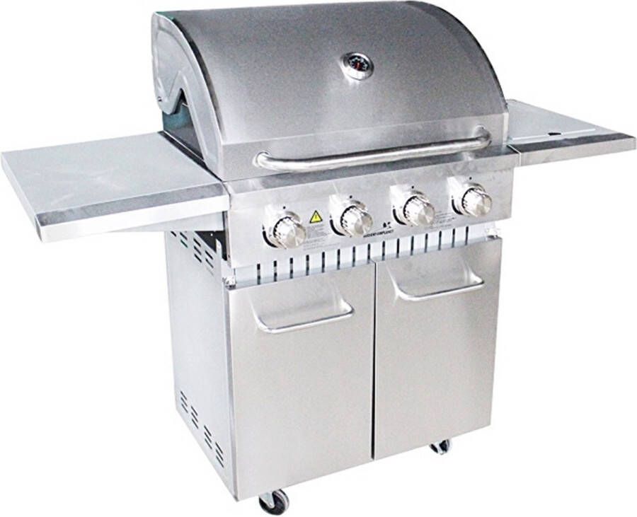 GrillLuxe Grilluxe RVS gasbarbecue 4 branders met zijbrander