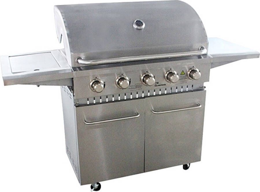 GrillLuxe Grilluxe RVS gasbarbecue 5 branders met zijbrander