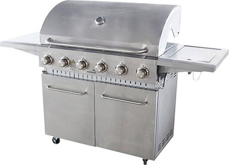 GrillLuxe Grilluxe RVS gasbarbecue 6 branders met zijbrander