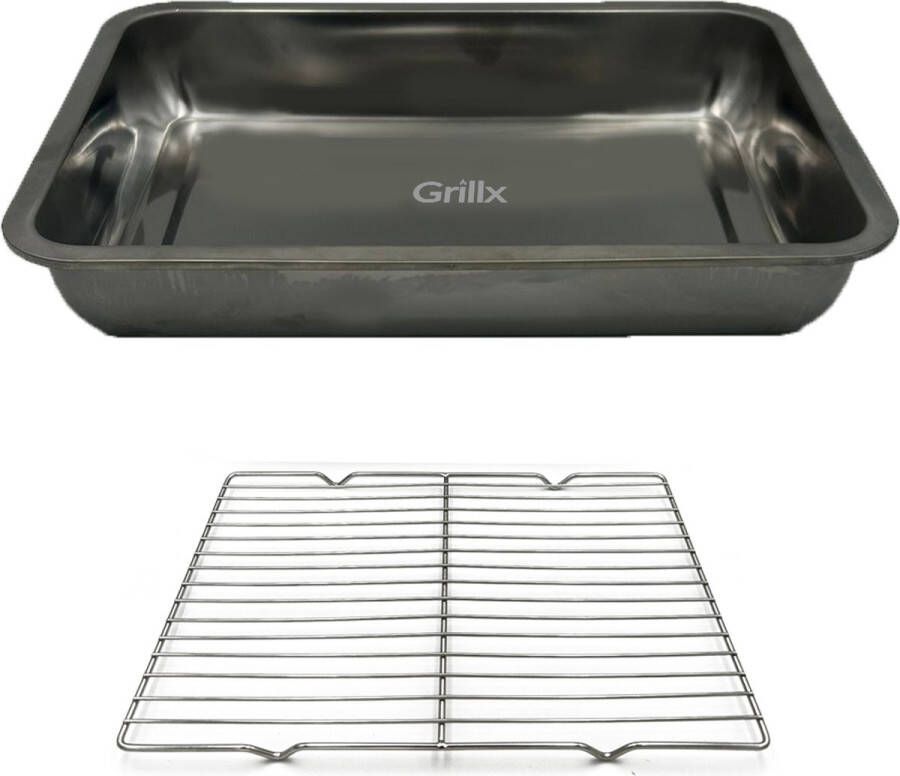GrillX Braadslede Ovenschaal Braadslee Oven 40x30x7CM Braadslede Met Rooster