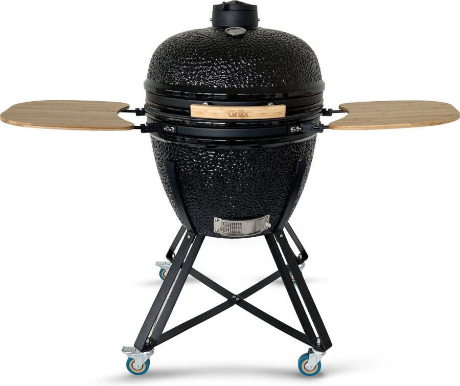 GrillX Kamado BBQ 24 Inch Incl. Hoes Barbecue Egg Houtskool Barbecue Zwart Ø 53cm