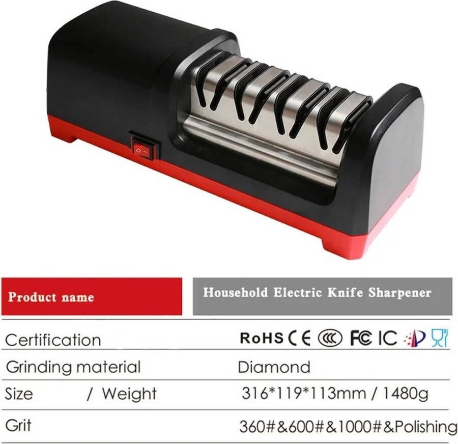 GRINDER Shoppee Messenslijper Messenslijpers Top Level TG2102 Elektrische Diamant Staal Puntenslijper Met 4 Slot Voor Keuken Keramische Mes