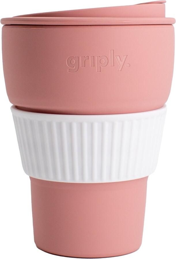 Griply Koffiebeker to go opvouwbaar food grade siliconen Pink 470ml