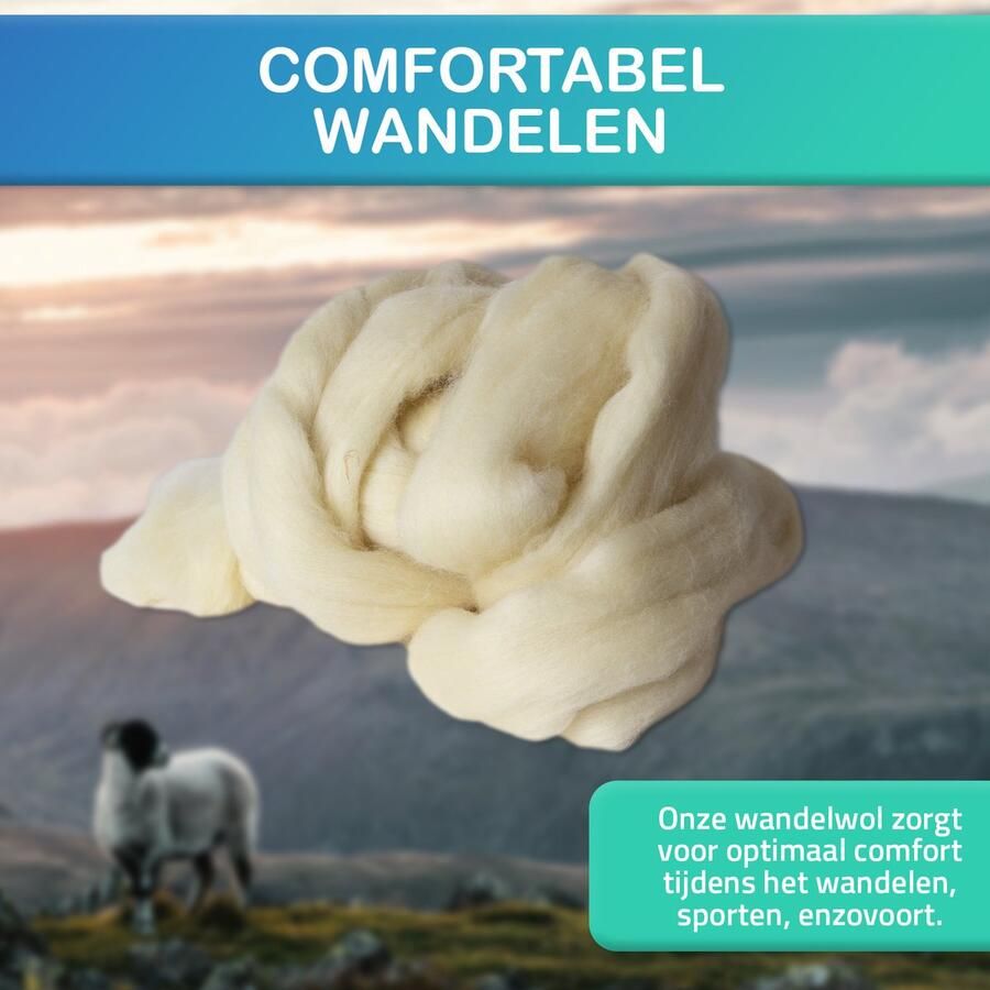 Grobbie Loperswol Antidruk Wol voor Voeten Hardloop en Wandel Wol met Lanoline Voetverzorging Teenspreider & Blarenpleisters 100% Merino Wol 20 Gram