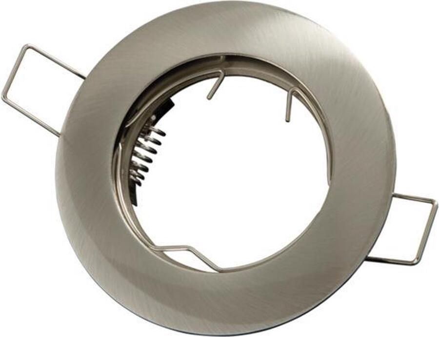 Groenovatie LED line Inbouwspot Rond RVS Look Ø 80 mm GU5.3 Fitting Satijn