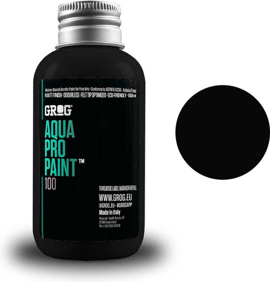 Grog Aqua Pro Paint Acrylverf op waterbasis 100ml Death Black